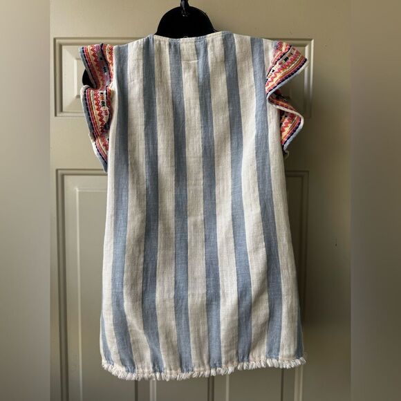 THML Blue and Pink Flutter Sleeve Blouse Size Medium - Picture 7 of 13